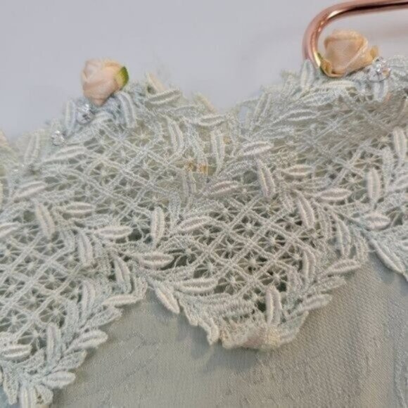 Vintage Carol Peretz 100% Silk Floral Lace Shoulder Hem Midi Maxi Dress - Picture 11 of 13